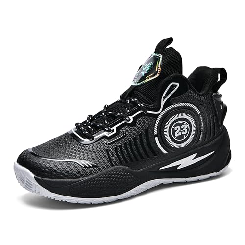 Voguerra Unisex Neutral Basketballschuhe High Top Anti Slip Nachtlicht Verschleißfeste Laufschuhe Sportschuhe Basketball-Fans(Black,43 EU) von Voguerra