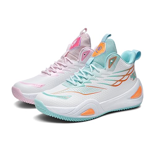 Voguerra Unisex Neutral Basketballschuhe High Top Anti Slip Nachtlicht Verschleißfeste Laufschuhe Sportschuhe Basketball-Fans(Mandarin Duck,40 EU) von Voguerra