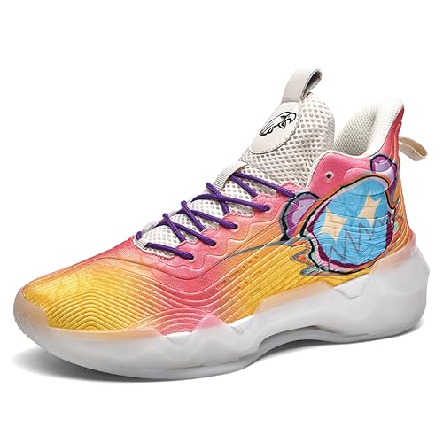 Voguerra Unisex Neutral Basketballschuhe High Top Anti Slip Nachtlicht Verschleißfeste Laufschuhe Sportschuhe Basketball-Fans(Yellow,41 EU) von Voguerra