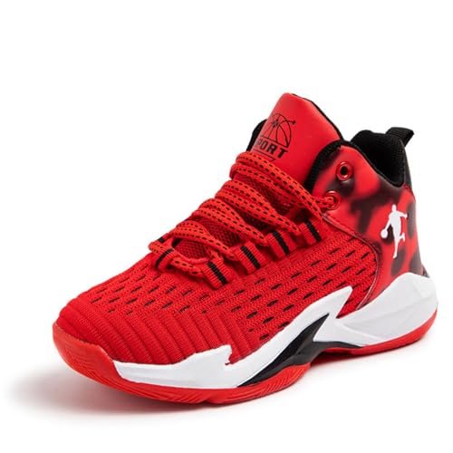 Voguerra rutschfeste und verschleißfeste Trainings- und Sportbasketballschuhe for Kinder Basketball-Fans(Black,38 EU) von Voguerra