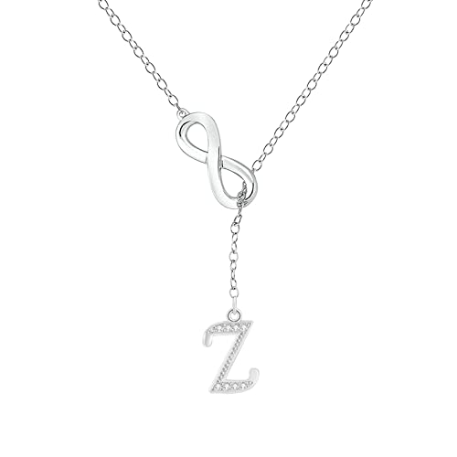 8-förmige Quasse-Silber-Anfangskette für Frauen Silber-Halsketten für Frauen A-Z-26-Buchstaben-Anfangskette für jugendlich Junge Mädchen Ketten Herzen (Z, One Size) von Vohiko