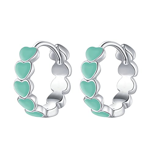 Vohiko Regenbogen-Liebes-Ohrringe für Teenager-Mädchen Minimalistische Piercing-Ohrstecker Trendige Ohrringe Schicke Ohrringe (Green, One Size) von Vohiko