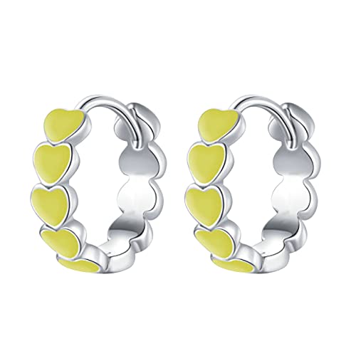 Vohiko Regenbogen-Liebes-Ohrringe für Teenager-Mädchen Minimalistische Piercing-Ohrstecker Trendige Ohrringe Schicke Ohrringe (Yellow, One Size) von Vohiko