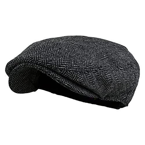 Schiebermütze Damen Herren Flache Mütze mit Schirm sportliche Schirmmütze Übergangszeit und Winter Schirmmütze Damen Herren Schiebermütze Schwarz Driving Jagd Flatcap Cap Flache Mütze mit Schirm von Vohiko