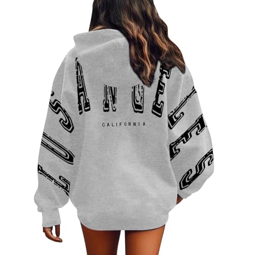 Vohiko Los Angeles Hoodie Damen Oversize Y2K mit Letter Backprint Fleecepullover Kapuzenpullover Streetwear Sweatshirt Sweatjacke Langarm Kapuzenpulli Frühling Herbst Winter von Vohiko