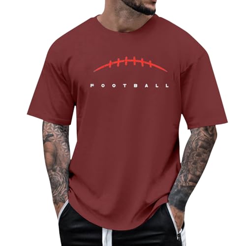 Vohiko Tshirt Herren Drucken American Football Team Oberteile Männer Fans T-Shirt Rundhals Super Bowl Game Day Trikot Sportshirt 2024 Lustige Football Geschenke von Vohiko