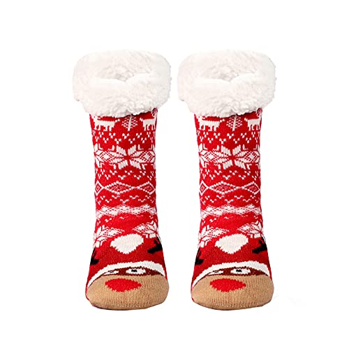 Weihnachten Alpaka Socken, Wollsocken für Damen und Herren Wintersocken Warme Haussocken Thermosocken Damen Socken mit Punkte, Herzen Motiven Süße, Damensocken Winter Warme von Vohiko