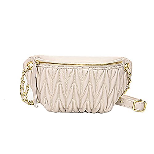 Bauchtasche Gürteltasche Brusttasche Damen Crossbody Hüfttasche Umhängetasche Schultertasche Geldbörse Handytasche PU Frauen Fashion Cross-Over Bodybag für Reise Wandern Outdoor Festival(Beige) von Vohoney