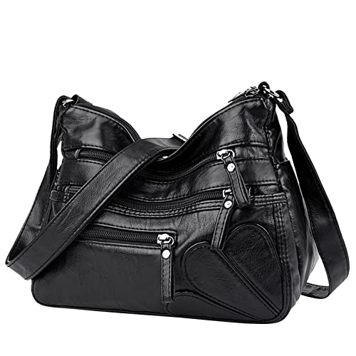 Vohoney Damen-umhängetaschen Handtaschen PU Leder Kleine Schultertasche Leichte Tasche Frauen handy umhängetasche Crossbody Buteltasche Shoulder Bag Shopper Verstellbar Schultergurt Schwarz von Vohoney