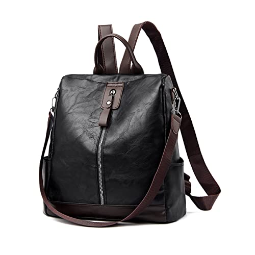 Vohoney Damen Rucksack Kleine Schultaschen Umhängetasche Handtasche Wasserdicht Vintage Schulrucksäcke Lässiger Tagesrucksack PU-Lederrucksäcke Reiserucksack, Damenrucksack Schwarz, S, Lässiger Tagesr von VOHONEY