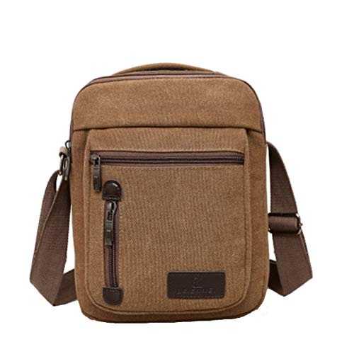 Vohoney Herren-Schultertaschen Umhängetasche Herrentasche Klein Crossbody Bag Handtasche Tasche Umhängen Messenger Bag Handgelenktasche Canvas Vintage Shoulder Bag(Braun Canvas Umhängetasche) von Vohoney