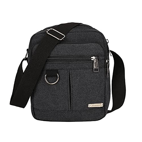 Vohoney Herren-Schultertaschen Umhängetasche Herrentasche Klein Crossbody Bag Handtasche Tasche Umhängen Messenger Bag Handgelenktasche Canvas Vintage Shoulder Bag (Schwarz Canvas Schultertaschen) von Vohoney