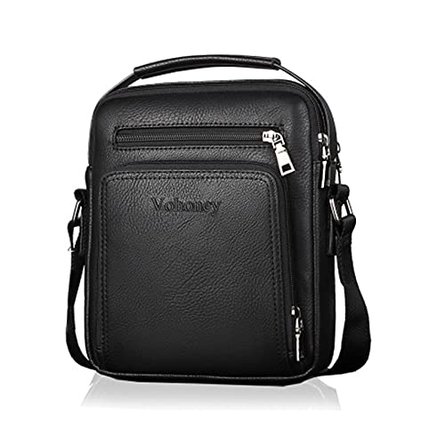 Vohoney Herren-Schultertaschen Umhängetasche Herrentasche Klein Crossbody Bag Handtasche Tasche UmhängenMessenger Bag Handgelenktasche Shoulder Bag (Schwarz Herren PU Schultertasche) von Vohoney