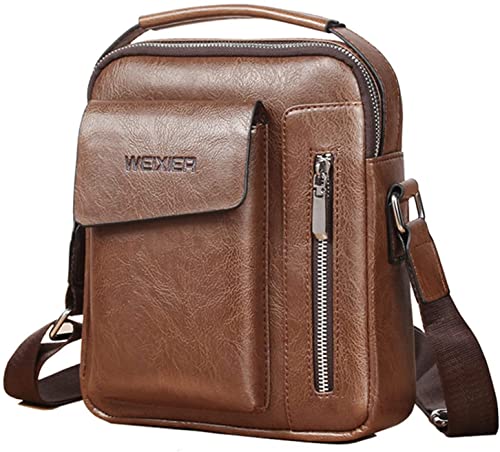 Vohoney Herren-Schultertaschen Umhängetasche Herrentasche Klein Crossbody Bag Handtasche Tasche UmhängenMessenger Bag Handgelenktasche Shoulder Bag (Braun Herren-Schultertaschen) von Vohoney