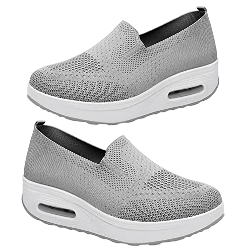 Voiakiu Orthopädische Turnschuhe für Damen, 2023 Air Cushion Platform Mesh Sneaker Slip-On Wanderschuhe mit schweißabsorbierendem Futter von Voiakiu