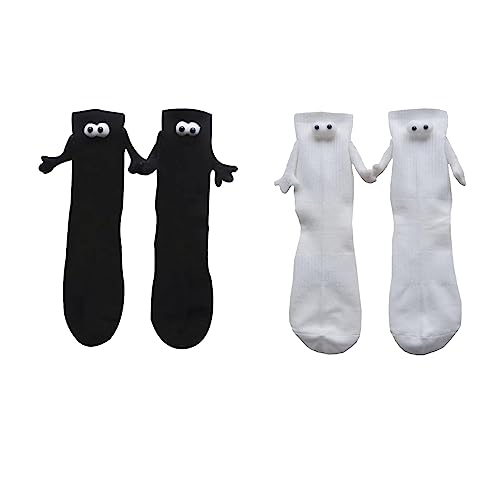 lustige magnetische Saug 3D Puppen Paar, Paar-Händchen-Socken – Hand-in-Hand-Socken, Freundschaftssocken, Unisex lustige Pärchen-Händchenhaltende Socke,Show-Off-Socken für Damen und Herren von Voiakiu