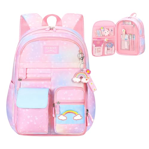 Rucksack Mädchen 6 Jahre Schulranzen Mädchen Rosa Grundschule Schulrucksack Schultasche Mädchen Kinderrucksack Schule Rucksack Mädchen Grundschule 8 Jahre 45x32x18cm von Voici et Voila