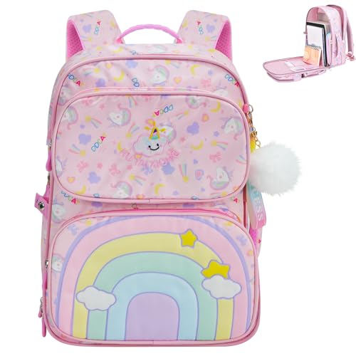 Rucksack Mädchen 6 Jahre Schulranzen Mädchen Rosa Grundschule Schulrucksack Schultasche Mädchen Kinderrucksack Schule Rucksack Mädchen Grundschule 7 Jahre 30x16x40cm von Voici et Voila