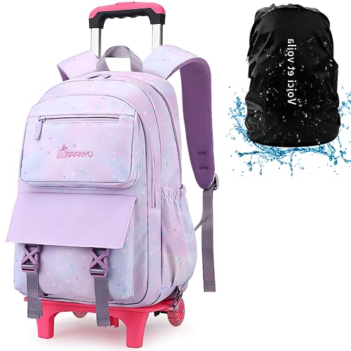 Rucksack mit Rollen Mädchen Kinder Schule Trolley Tasche Schulrucksack Kinder Schultasche mit Rollen Schulranzen Jungen Backpack Teens Grundshule Lilas 2 Rollen 30 * 18 * 45cm von Voici et Voila