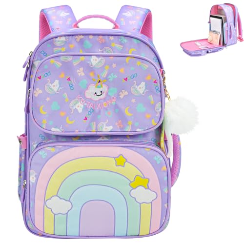 Rucksack Mädchen 6 Jahre Schulranzen Mädchen Lila Grundschule Schulrucksack Schultasche Mädchen Kinderrucksack Schule Rucksack Mädchen Grundschule 7 Jahre 30x16x40cm von Voici et Voila