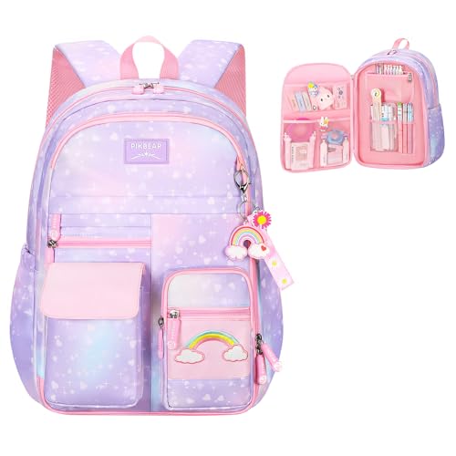 Voici et Voila Rucksack Mädchen 6 Jahre Schulranzen Mädchen Lilas Grundschule Schulrucksack Schultasche Mädchen Kinderrucksack Schule Rucksack Mädchen Grundschule 8 Jahre 45x32x18cm von Voici et Voila