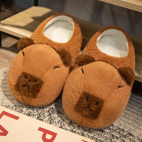 Capybara Plush Pantoffeln, Capybara Hausschuhe Männer Damen, Rutschfeste Plüschhausschuhe, Winterweiche Flauschige Plüschhausschuhe, Lustige Cartoon Tierhausschuhe Schlafzimmerschuhe Unisex von Voihamy