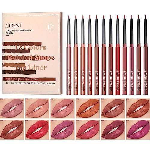 Liplinerstift | 12 Farben mattes Lippenstift-Set - Feuchtigkeitsspendender, langanhaltender Lippenstift, Antihaft-Lippenstift für Frauen und Mädchen Voihamy von Voihamy