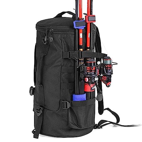 Voihamy Angelrucksack, Große Aufbewahrungsbox für Outdoor-Angeln, Wasserdichter Outdoor-Angelausrüstungs-Rucksack mit Tackle-Tabletts, SlingBag, Fliegenfischen, Geschenke für Männer von Voihamy