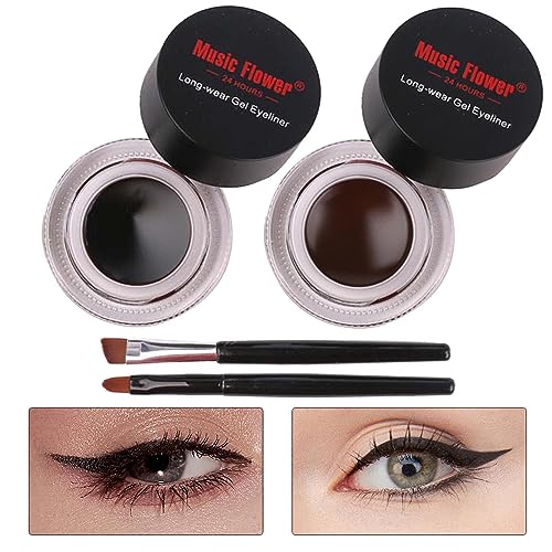 Zweifarbiger wasserfester Eyeliner,Schwarzer und brauner Gel-Eyeliner - Wischfester, langlebiger, hochpigmentierter Farb-Eyeliner für Mädchen Voihamy von Voihamy