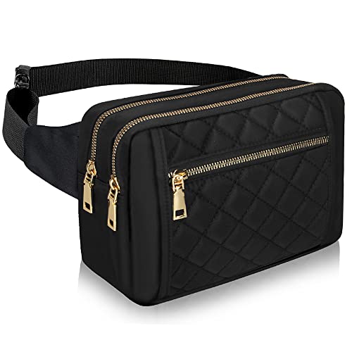 Beste Bauchtaschen für Damen und Herren, Hüfttasche, Outdoor, Workout, Reisen, Crossbody, Bauchtasche, Laufen, Übung, Wandern, Hüfttasche, schwarze Gürteltasche, Farbe: Schwarz von Voikukka