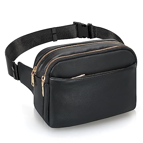 Leder-Bauchtaschen für Damen, Gürteltasche, wasserdicht, Walking-Bauchtasche, Crossbody-Hüfttasche für Reisen, Wandern, Radfahren, Laufen, 8x6.5 inch, Gürteltasche aus Leder für Damen und Herren von Voikukka