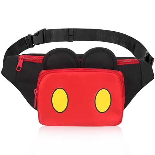 Niedliche Bauchtasche für Reisen, Disney-Bauchtasche, Damen, Bauchtasche, Mädchen, Minnie Maus, Bauchtasche, Wandern, Outdoor, Mikrofon-Taste, Disney Bauchtasche von Voikukka