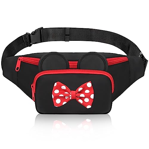 Niedliche Bauchtasche für Reisen, Disney-Bauchtasche, Damen, Gürteltaschen, Teenager, Mädchen, Minnie Maus, Bauchtasche, Cartoon-Wandern, Hüfttasche, Outdoor-Gürteltasche, weiß / rot von Voikukka