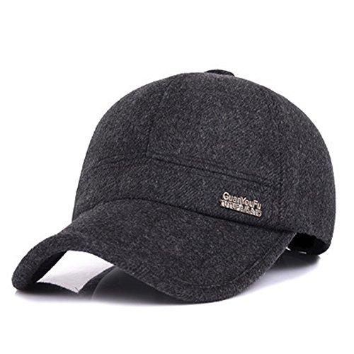 Herren Winter Warme Wolle Wolle Tweed Schirmmütze Baseball Cap Hut mit Falten Ohrenschützer Wärmer, X-Black, Einheitsgröße Herren Winter Warme Wolle Wolle Tweed Schirmmütze Baseball Cap Hut mit Falten Ohrenschützer Wärmer, X-Black, Einheitsgröße von VoilaLove