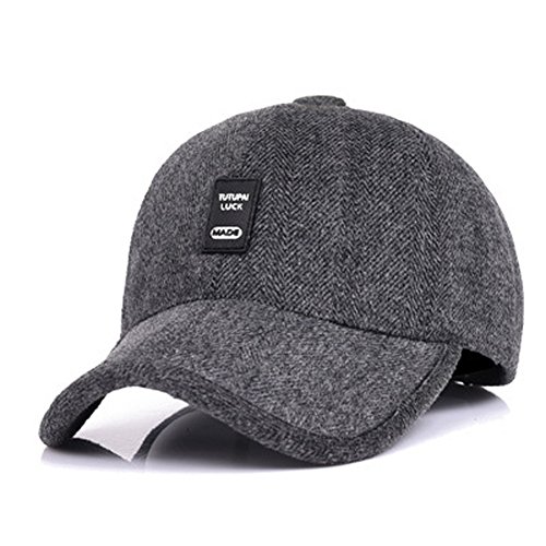 Herren Winter Warme Wolle Wolle Tweed Schirmmütze Baseball Cap Hut mit Falten Ohrenschützer Wärmer, Y-grau, Einheitsgröße Herren Winter Warme Wolle Wolle Tweed Schirmmütze Baseball Cap Hut mit Falten Ohrenschützer Wärmer, Y-grau, Einheitsgröße von VoilaLove
