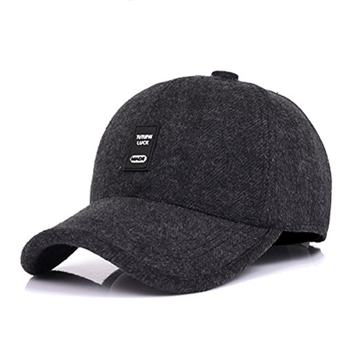 Herren Winter Warme Wolle Wolle Tweed Schirmmütze Baseball Cap Hut mit Falten Ohrenschützer Wärmer, Y-schwarz, Einheitsgröße Herren Winter Warme Wolle Wolle Tweed Schirmmütze Baseball Cap Hut mit Falten Ohrenschützer Wärmer, Y-schwarz, Einheitsgröße von VoilaLove
