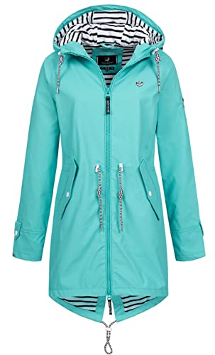 Voile Bleue Damen Regenjacke Bluebay wasserabweisende Damenjacke mit Kapuze Blue Curacao S von Voile Bleue