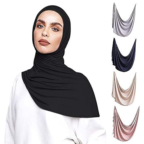 Voile Chic 5 Farben vorgenähtes Instant-Premium-Jersey-Kopftuch – schwarz von Voile Chic