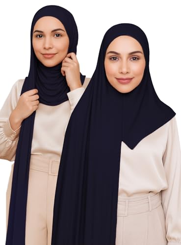 Voile Chic Vorgenähter Instant-Hijab-Kopftuch aus Premium-Jersey – Marineblau von Voile Chic