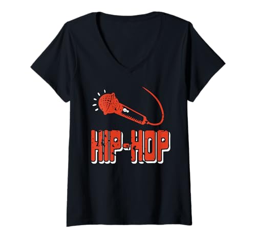Damen Beat Rhythm Mikrofon Flow Retro Sound T-Shirt mit V-Ausschnitt Damen Beat Rhythm Mikrofon Flow Retro Sound T-Shirt mit V-Ausschnitt von Vokaler Mic Energie Für Retro Musikfreunde