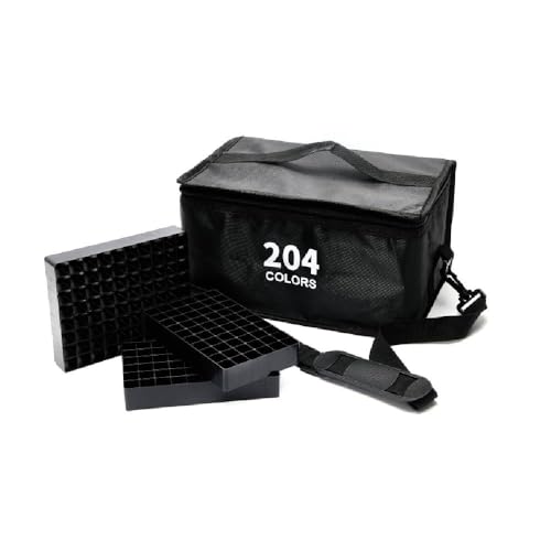 Vokiuler Marker Organiser Case for 204 Markers, Marker Storage Bag with Bottom Slots, Sturdy Carrying Bag with Handle for Kids Marker Drawing Lover, Black von Vokiuler