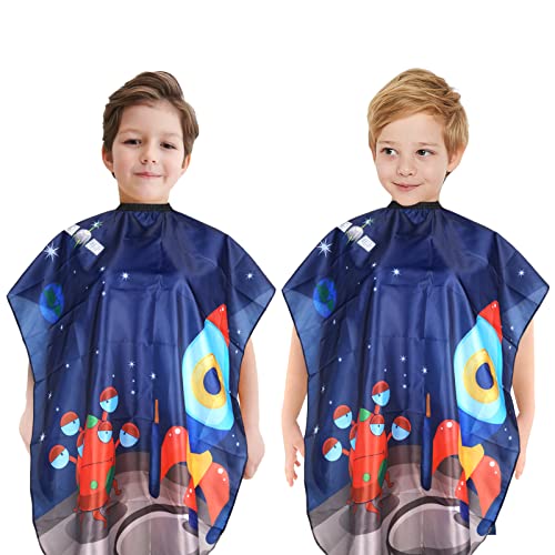 Vokmon 2 Stück Kinderhaarschnitt Umhänge Haarfärbung Kleid, Haarschneide-lätzchen für Kinder, Friseurumhang Kinder Umhang mit Verstellbaren (2PCS) von Vokmon