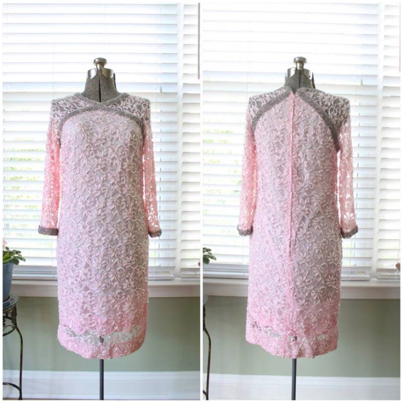 1960Er Jahre Perlen Rosa Und Silber Jeri-Jo Cocktailkleid von VolareVtg