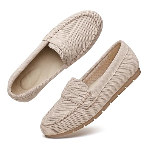 Volattio Halbschuhe für Damen, bequeme Schlupfschuhe, Arbeitsschuhe, elegant, lässig, Arbeit, Flachstrickschuhe, Mandel, 38.5 EU Volattio Halbschuhe für Damen, bequeme Schlupfschuhe, Arbeitsschuhe, elegant, lässig, Arbeit, Flachstrickschuhe, Mandel, 38.5 EU von Volattio