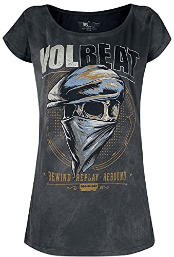 Volbeat Bandana Skull Frauen T-Shirt grau 3XL 100% Baumwolle Band-Merch, Bands von Volbeat