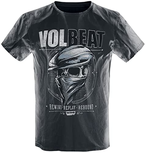 Volbeat Bandana Skull Männer T-Shirt hellgrau/schwarz XXL 100% Baumwolle Band-Merch, Bands von Volbeat