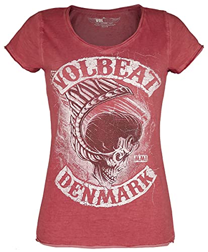 Volbeat Denmark Frauen T-Shirt rot XXL 100% Baumwolle Band-Merch, Bands von Volbeat