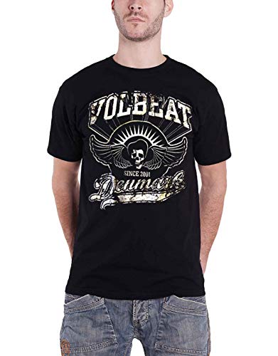 Volbeat Herren Rise from Denmark T-Shirt, Schwarz (Black), (Herstellergröße: Large) von Grindstore