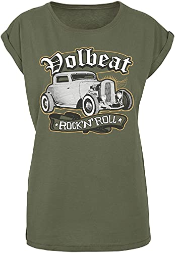 Volbeat Rock'n'Roll Frauen T-Shirt Oliv XL 100% Baumwolle Band-Merch, Bands von Volbeat