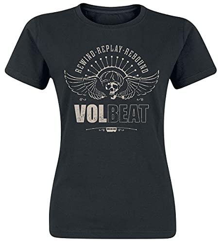 Volbeat Skullwing - Rewind, Replay, Rebound Frauen T-Shirt schwarz L 100% Baumwolle Band-Merch, Bands von Volbeat